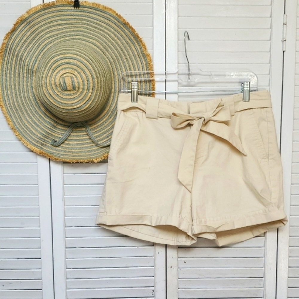Dockers Cream High Waist Paper Bag Shorts